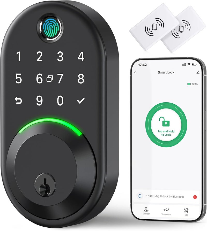Yamiry Smart Deadbolt Door Lock with Keypad: Fingerprint Keyless Entry Deadbolt,Digital Smart Locks for Front Door,Electronic Code,Easy Installation - Image 1